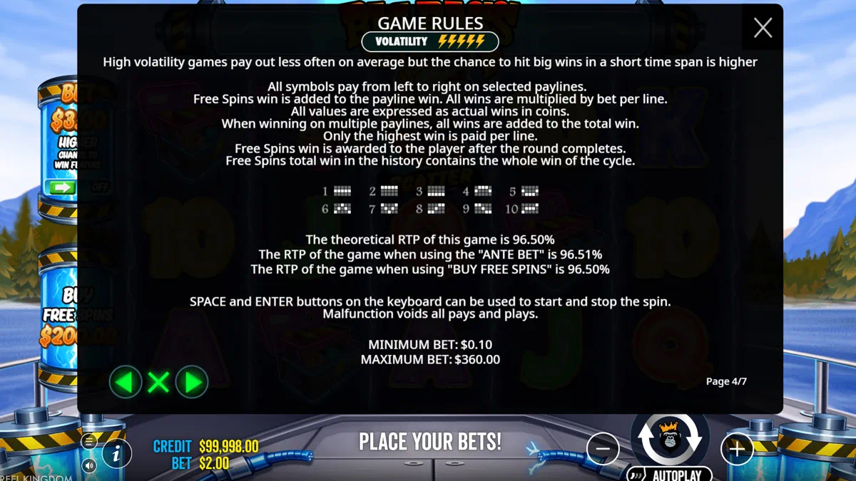 Big Bass Blast game rules page