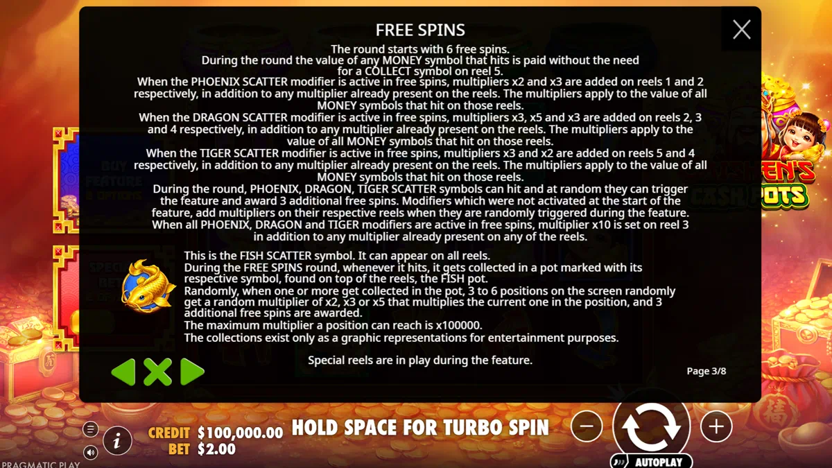 Caishen's Cash Pots free spins
