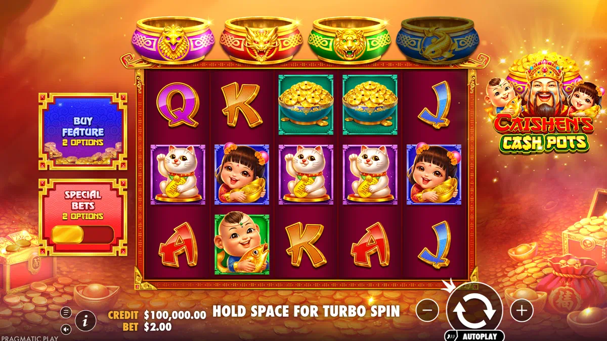 Caishen's Cash Pots by Pragmatic Play - main game interface