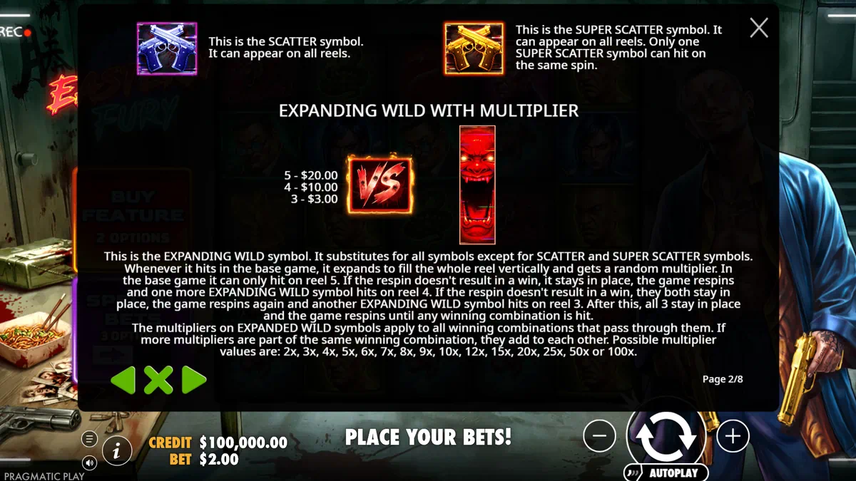 Eastern Fury expanding wild with multiplier rules explained