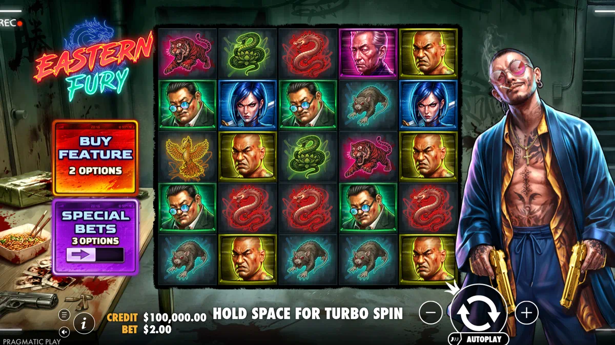 Eastern Fury by Pragmatic Play - main game interface with 5x5 grid