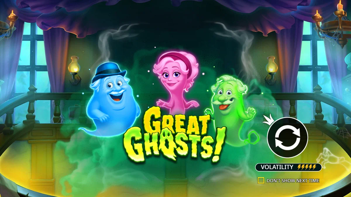 Great Ghosts! - Start screen and game cover loading interface featuring the three colorful ghosts