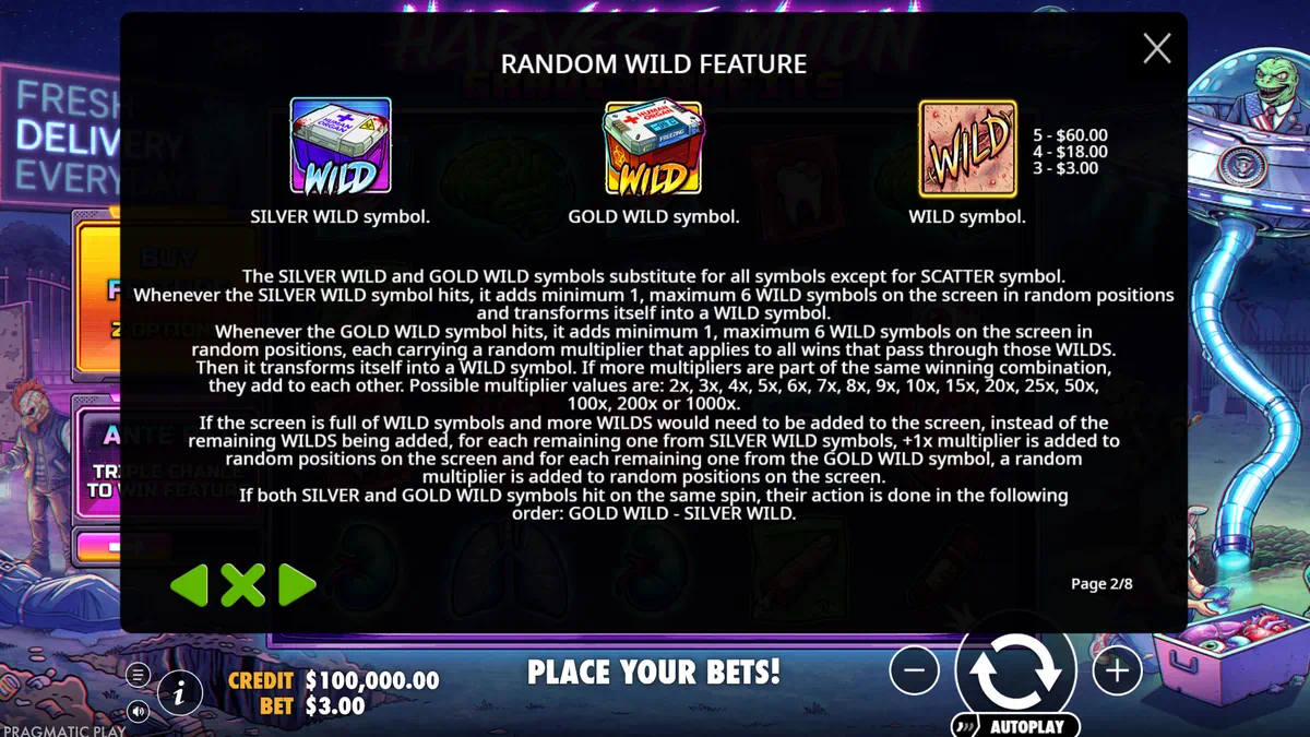 Harvest Moon – Grave Profits Random Wild Feature rules with Silver and Gold Wilds