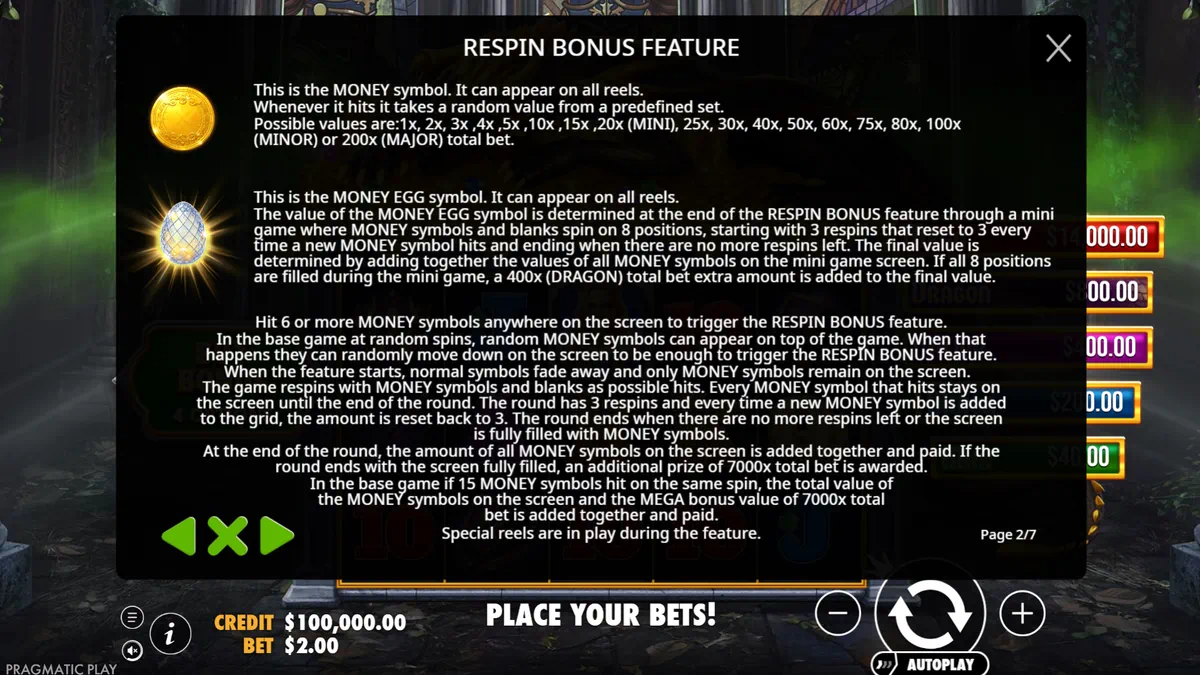 Sleeping Dragon Ultra Dark Respin Bonus feature in action