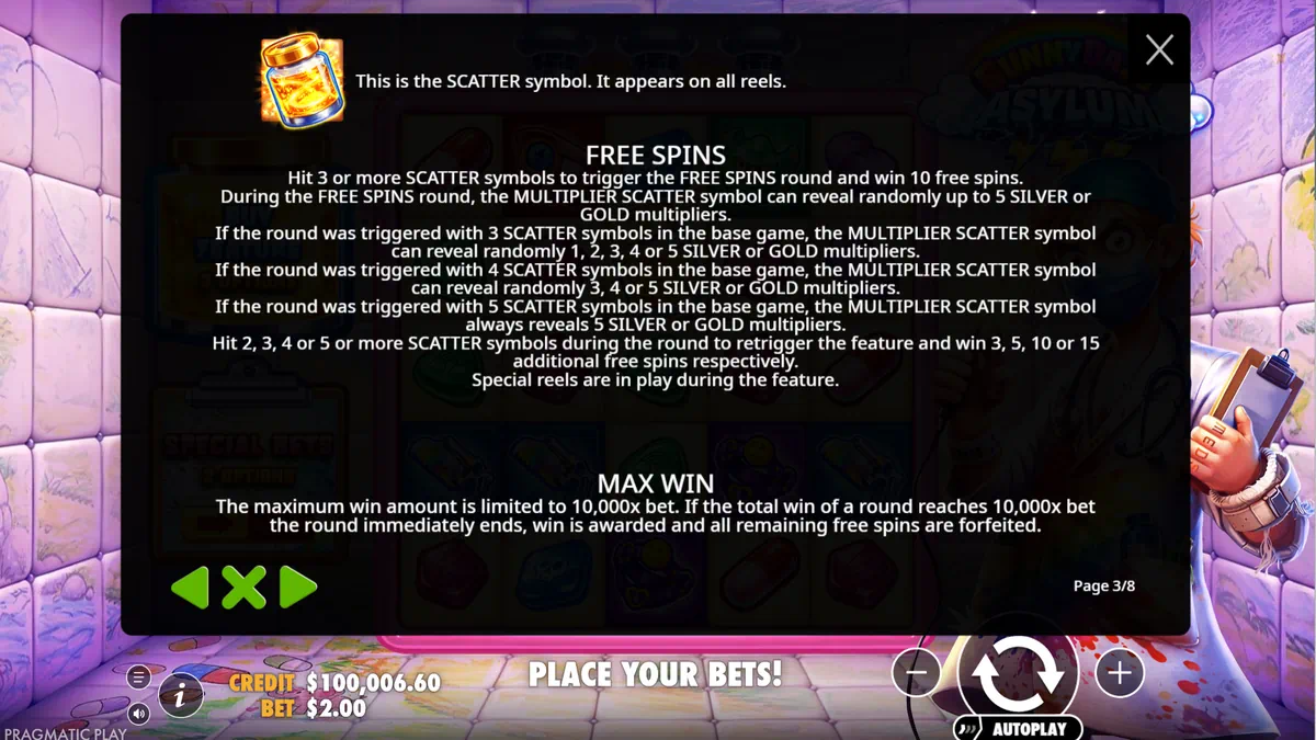 Sunnydaze Asylum Free Spins