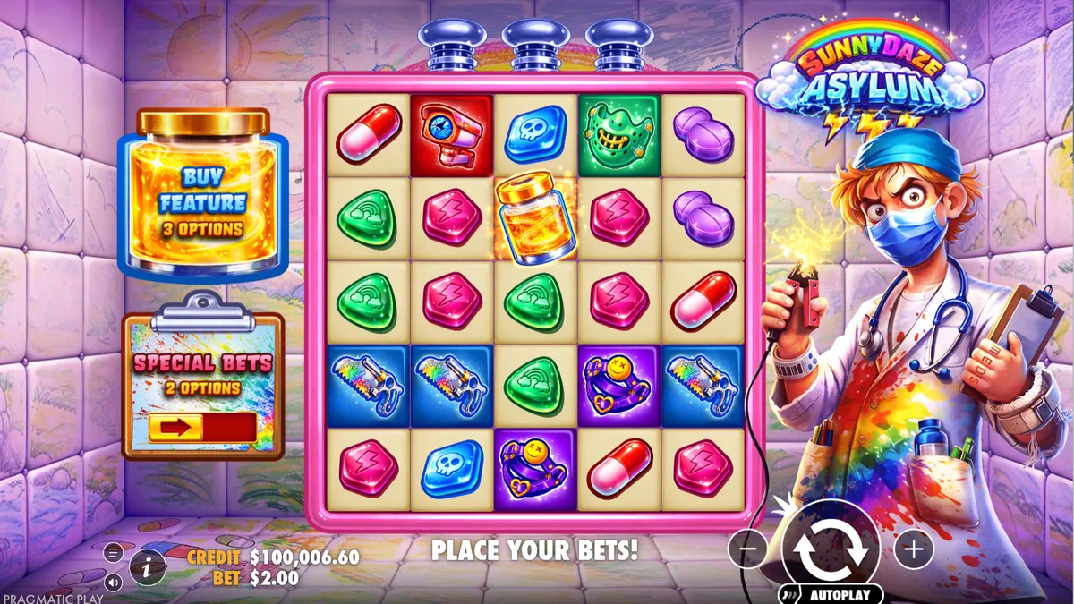 Sunnydaze Asylum by Pragmatic Play - main game interface