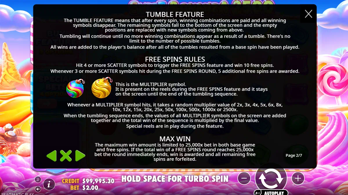 Sweet Bonanza 2500 — Free Spins Mode